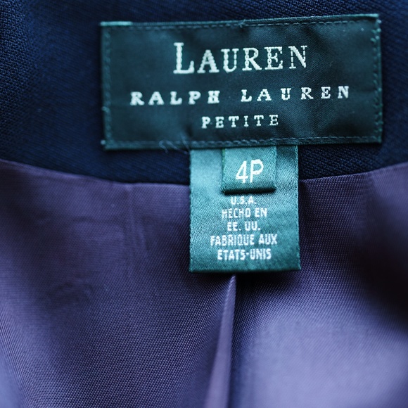 RALPH LAUREN Vintage Wool Blazer, Navy blue Gold Crown Crest, Size 4 P / 2 R - Picture 3 of 11